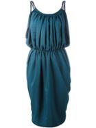 Lanvin Draped Sleeveless Dress, Women's, Size: 38, Blue, Polyester