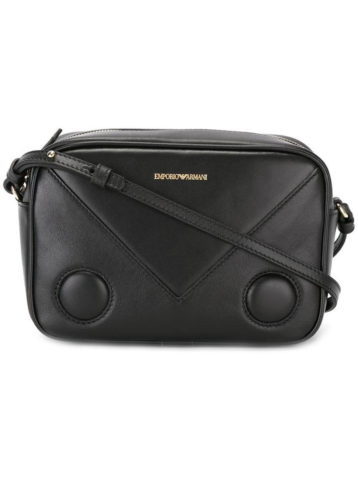 Emporio Armani Embossed Logo Cross Body Bag, Women's, Black, Leather
