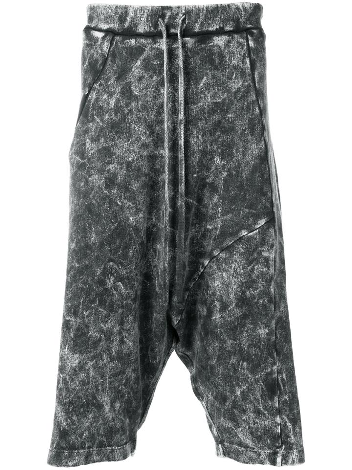 Lost & Found Rooms Acid Wash Drop Crotch Shorts - Grey