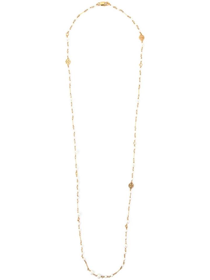 Tory Burch Pearl And Logo Necklace, Women's, White