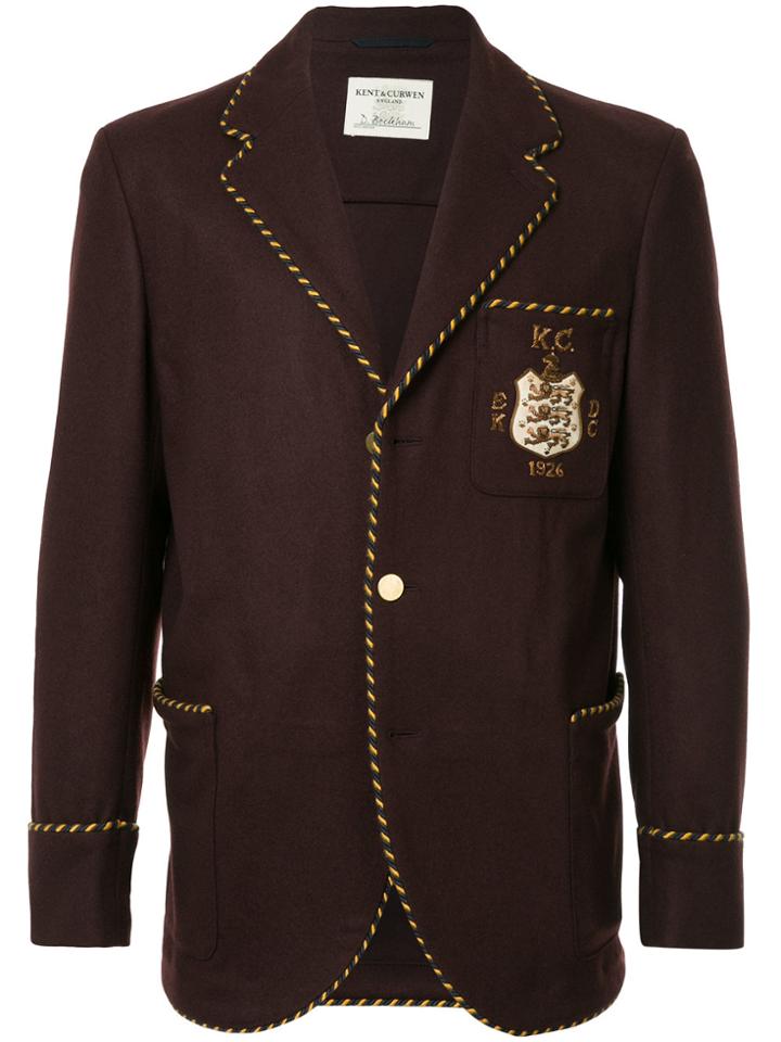 Kent & Curwen Logo Patch Fitted Blazer - Brown