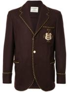 Kent & Curwen Logo Patch Fitted Blazer - Brown