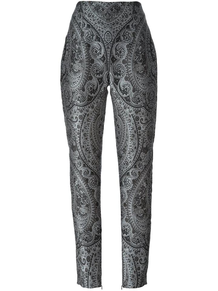 Balmain Straight Fit Paisley Trousers, Women's, Size: 40, Grey, Polyester