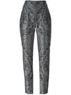 Balmain Straight Fit Paisley Trousers, Women's, Size: 40, Grey, Polyester