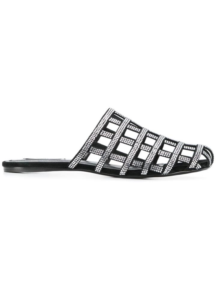 Alexander Wang Crystal Embellished Slippers - Black