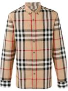 Burberry Checked Shirt, Men's, Size: Xs, Nude/neutrals, Cotton/linen/flax