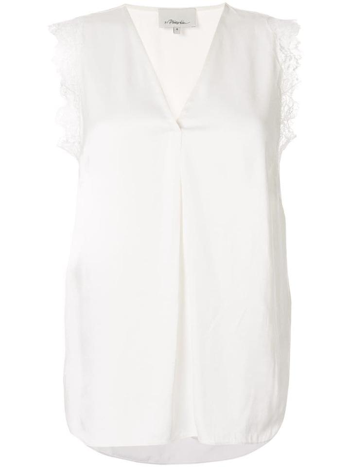 3.1 Phillip Lim Lace Trim V-neck Tank - White