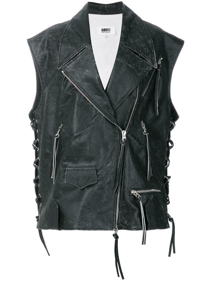 Mm6 Maison Margiela Sleeveless Biker Jacket - Black