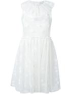 Gianluca Capannolo Ruffle Neck Polka Dot Dress - White