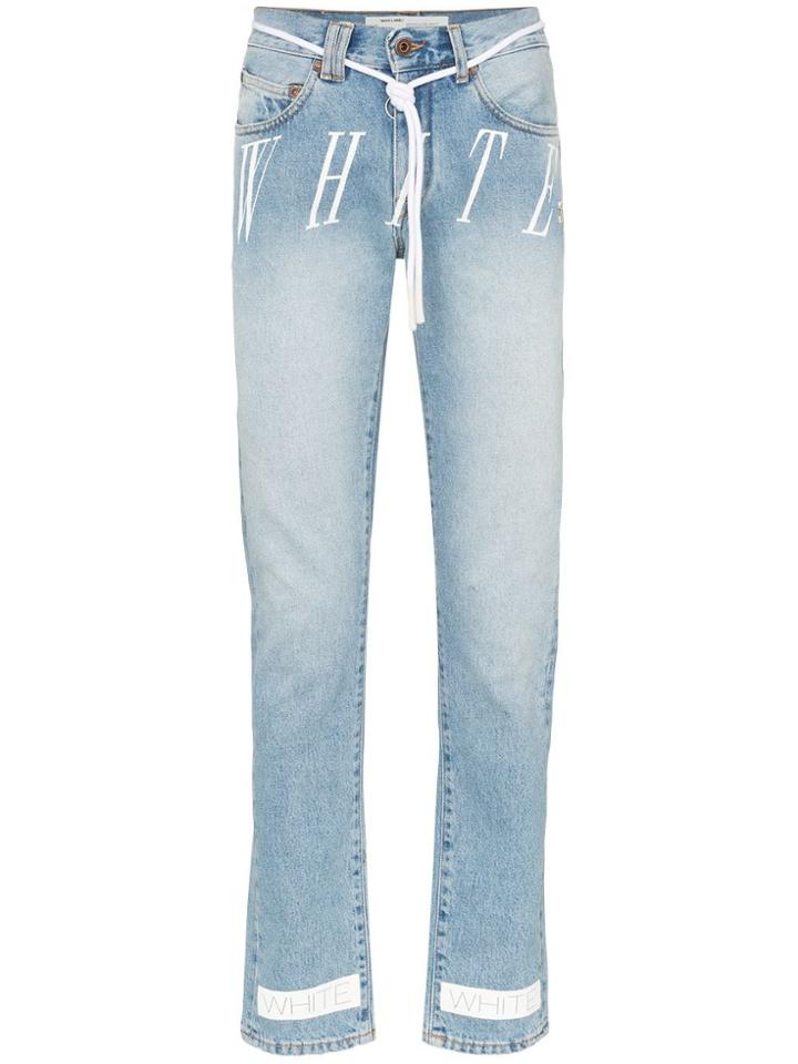 Off-white Logo Print Slim-leg Jeans - Blue
