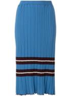 Chiara Bertani Striped Rib Knit Midi Skirt - Blue
