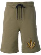 Palm Angels Weed Emblem Shorts, Men's, Size: Medium, Green, Cotton/metal (other)