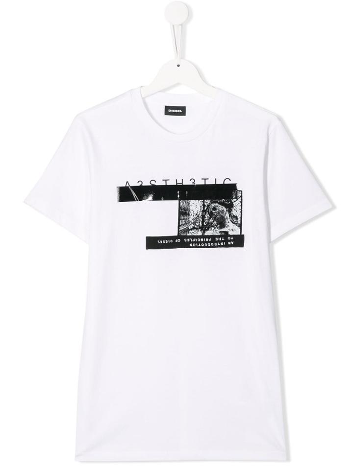 Diesel Kids Teen Aesthetic Print T-shirt - White