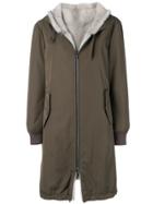 Yves Salomon Army Reversible Hooded Coat - Green