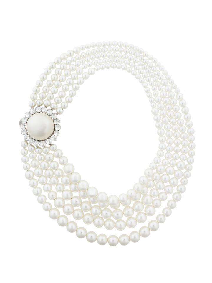 Miu Miu Embellished Layered Necklace - White