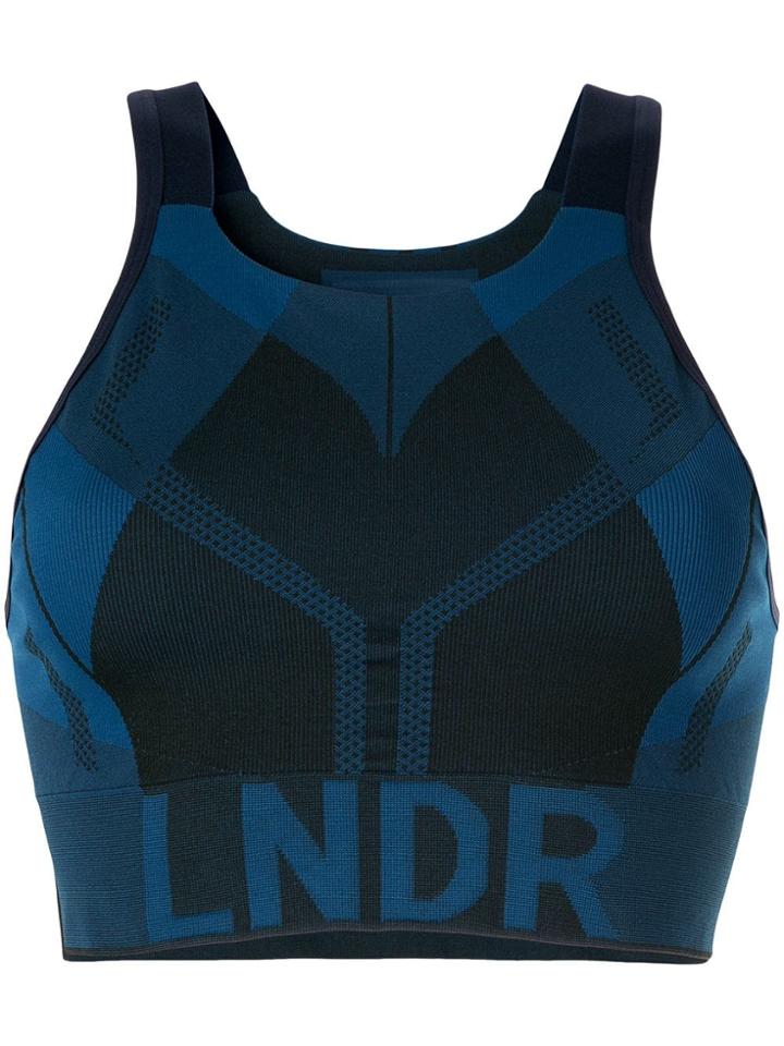 Lndr Logo Print Compression Cropped Top - Blue