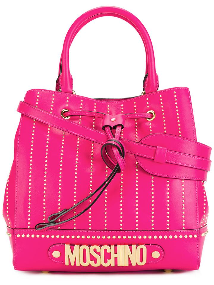 Moschino Logo Letters Tote, Women's, Pink/purple, Leather/metal
