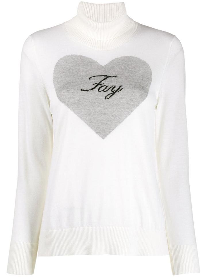 Fay Logo Heart Jumper - White