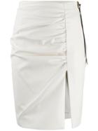 Nineminutes Leo Leather Look Ruched Skirt - White