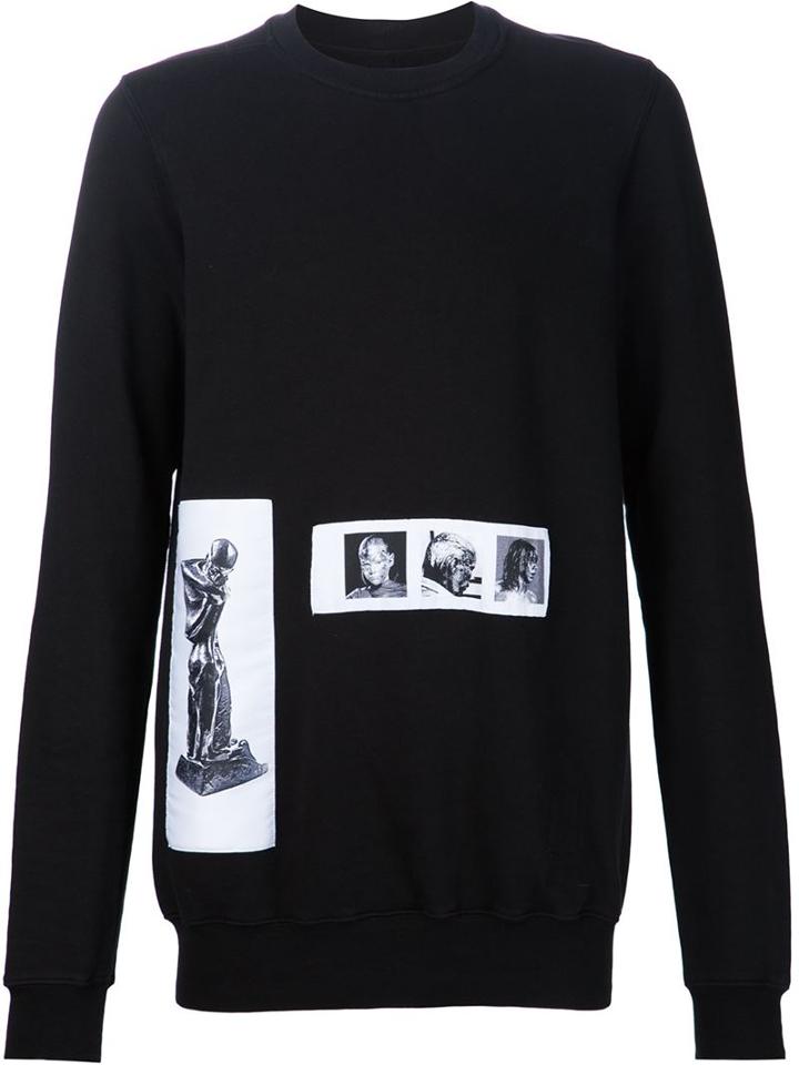 Rick Owens Drkshdw Photo Patch Sweatshirt, Men's, Size: S, Black, Cotton