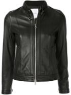 Loveless Stitched Panels Leather Jacket - Black