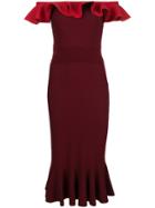 Alexander Mcqueen Off-shoulder Ruffle Dress - Red