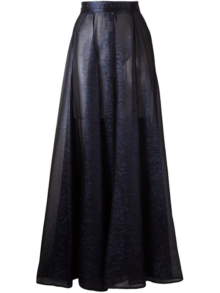 Michel Klein Sheer Pleated Maxi Skirt, Women's, Size: 40, Blue, Silk/lurex