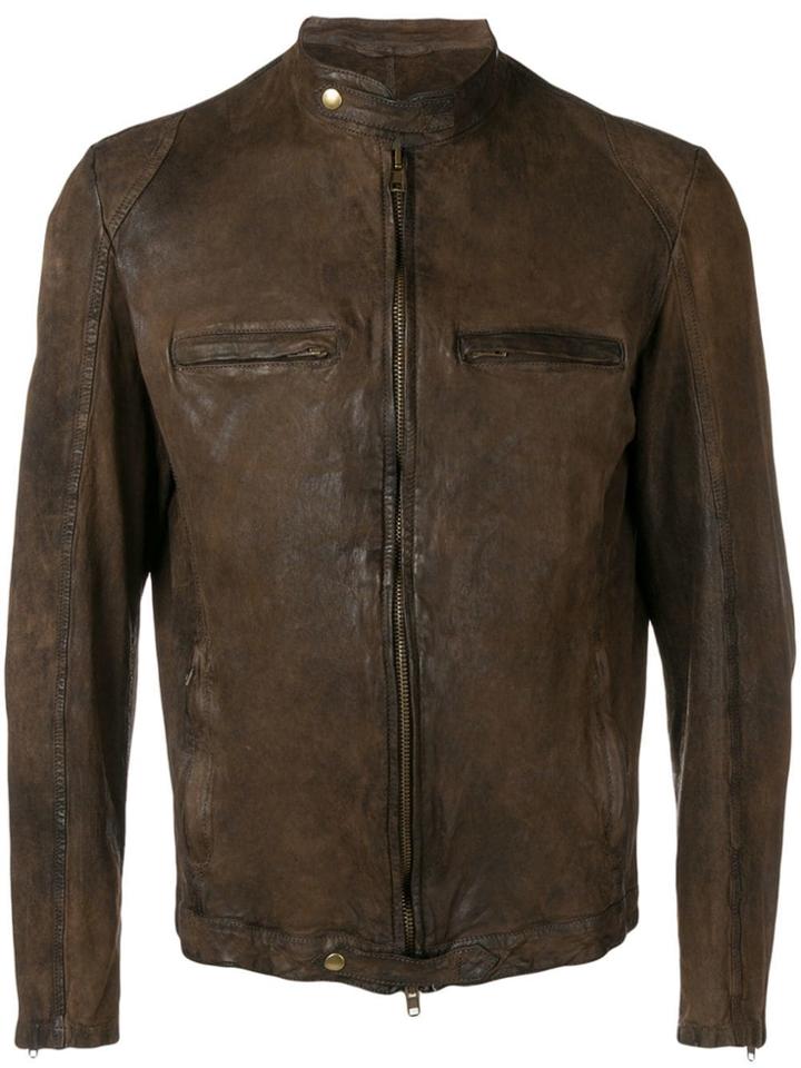 Salvatore Santoro Distressed Leather Jacket - Brown