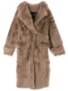 Blancha Oversized Single-breasted Coat - Brown