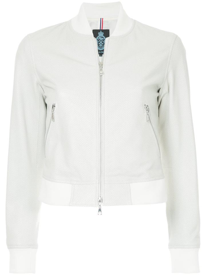 Guild Prime Perforated Leather Bomber Jacket - White