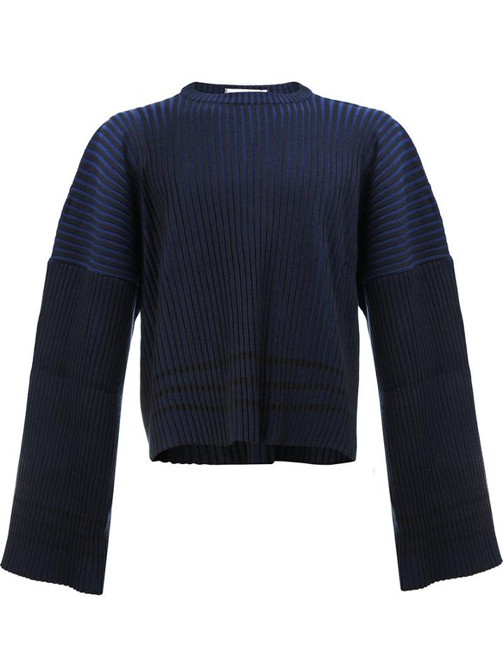 Y / Project Ribbed Flare Sleeve Jumper, Men's, Size: Small, Blue, Cotton/acrylic