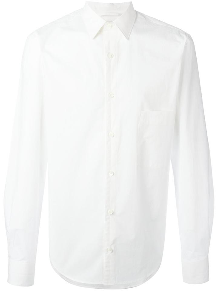 Lemaire Classic Long Sleeve Shirt, Men's, Size: 50, White, Cotton