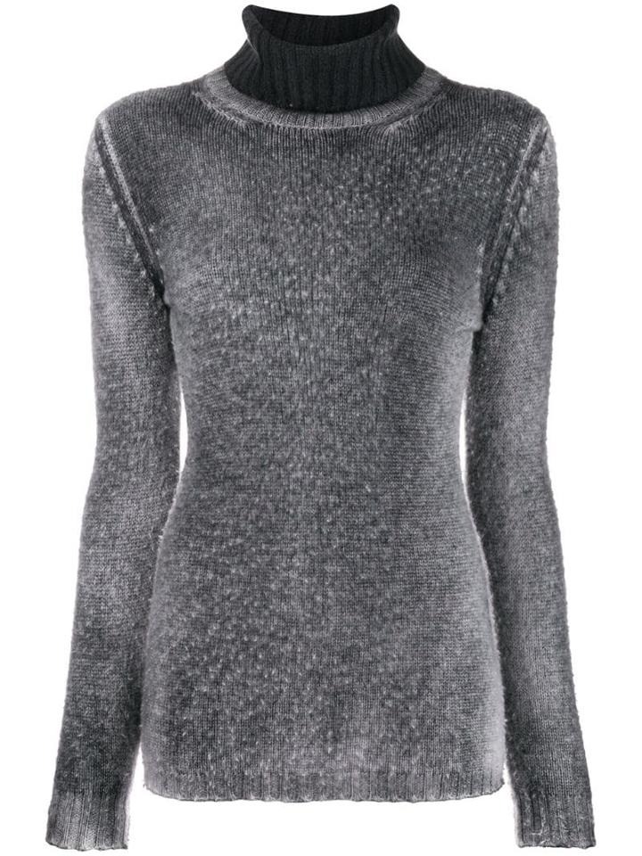 Avant Toi Contrast Turtle Neck Jumper - Grey