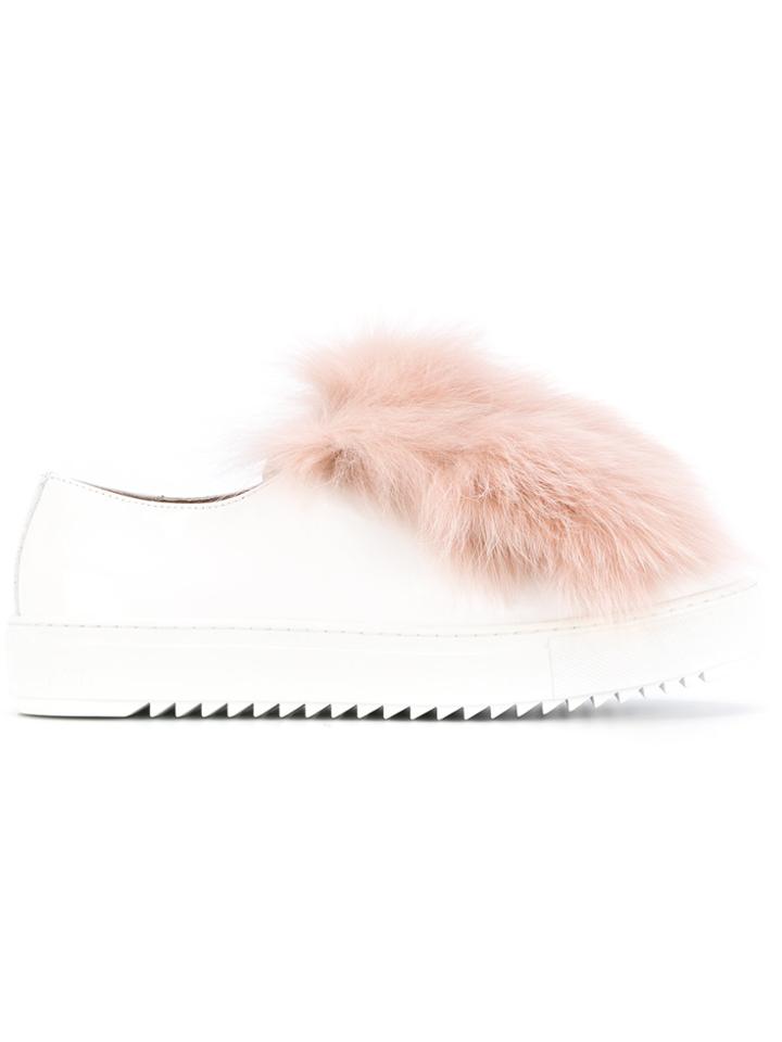 Mr & Mrs Italy Fur Trim Sneakers - White
