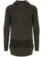 Rick Owens Ribbed Knit Hoodie - Brown