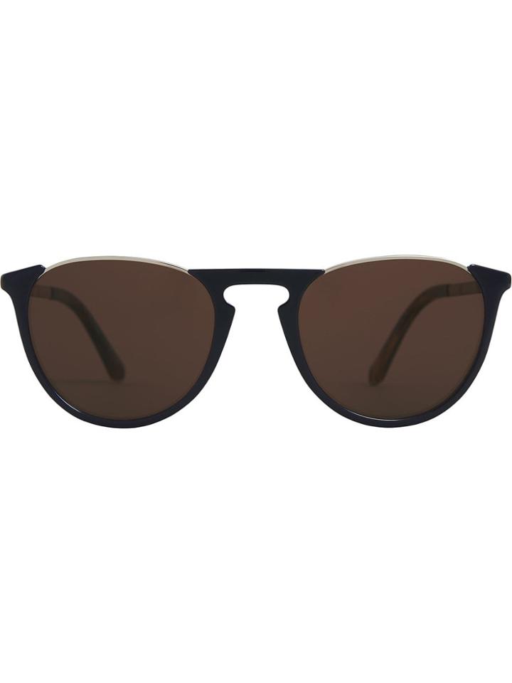 Burberry Keyhole Pilot Round Frame Sunglasses - Blue