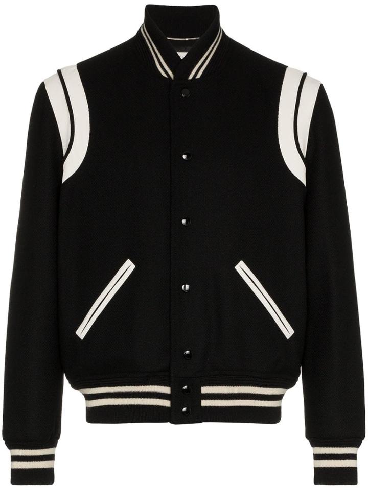 Saint Laurent Teddy Wool Bomber Jacket - Black