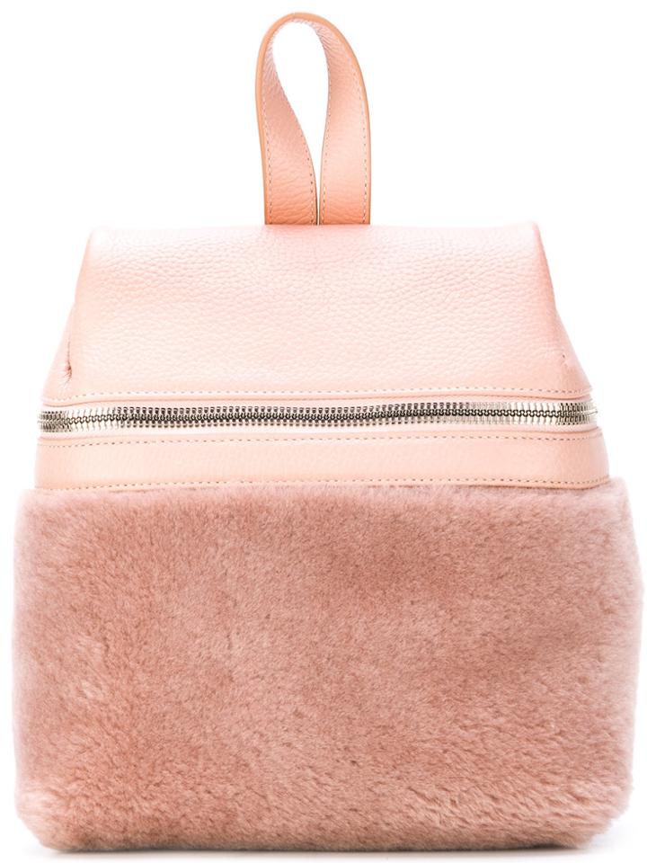 Kara Shearling Zipped Backpack - Pink & Purple