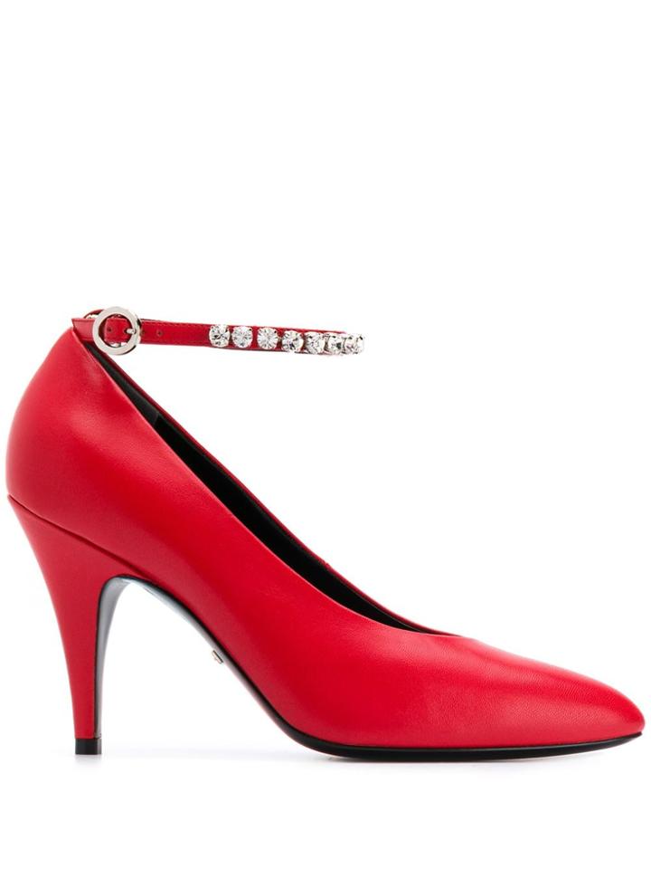 Gucci Crystal-embellished Pumps - Red