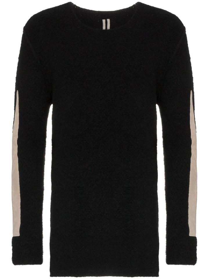 Rick Owens Leather Panel Jumper - Black