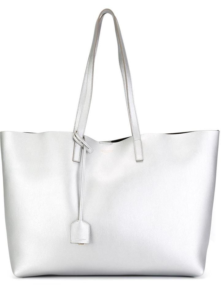 Saint Laurent Classic Shopper Tote, Women's, Grey, Calf Leather