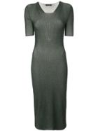 Narciso Rodriguez Fitted Ribbed Knit Dress - Green