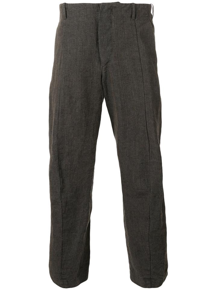 Forme D'expression Curved Leg Cropped Trousers - Brown