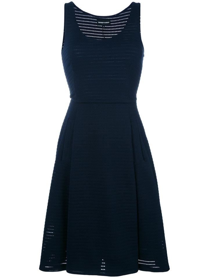 Emporio Armani Flared Dress, Women's, Size: 42, Blue, Polyester/spandex/elastane/polyamide