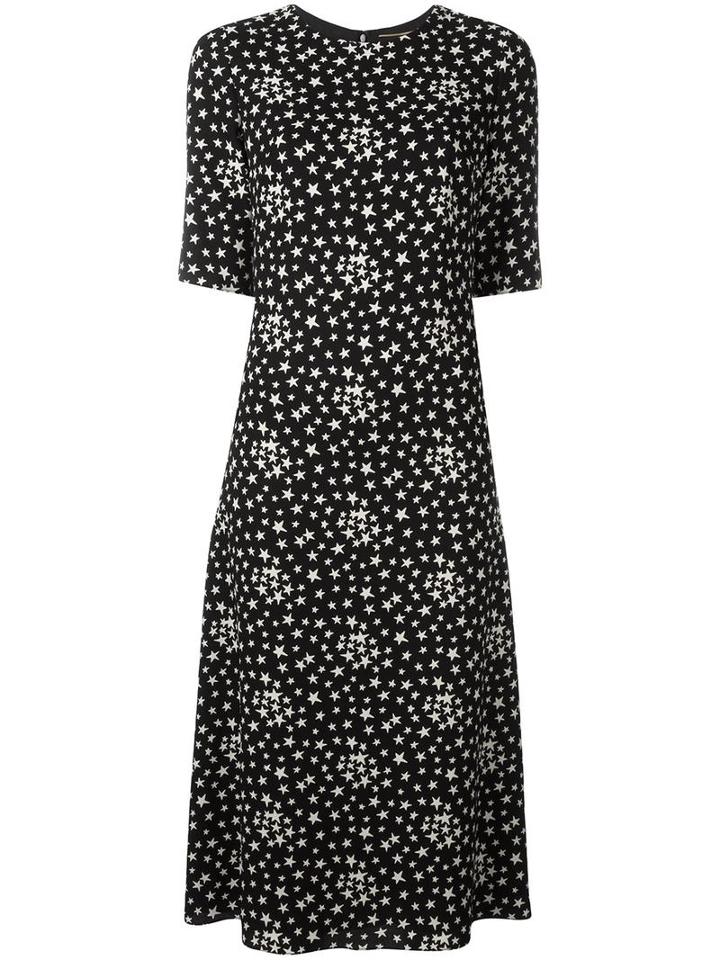 Saint Laurent Star Print Dress, Women's, Size: 42, Black, Viscose/silk