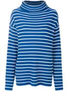 The Gigi Striped Roll Neck Jumper - Blue