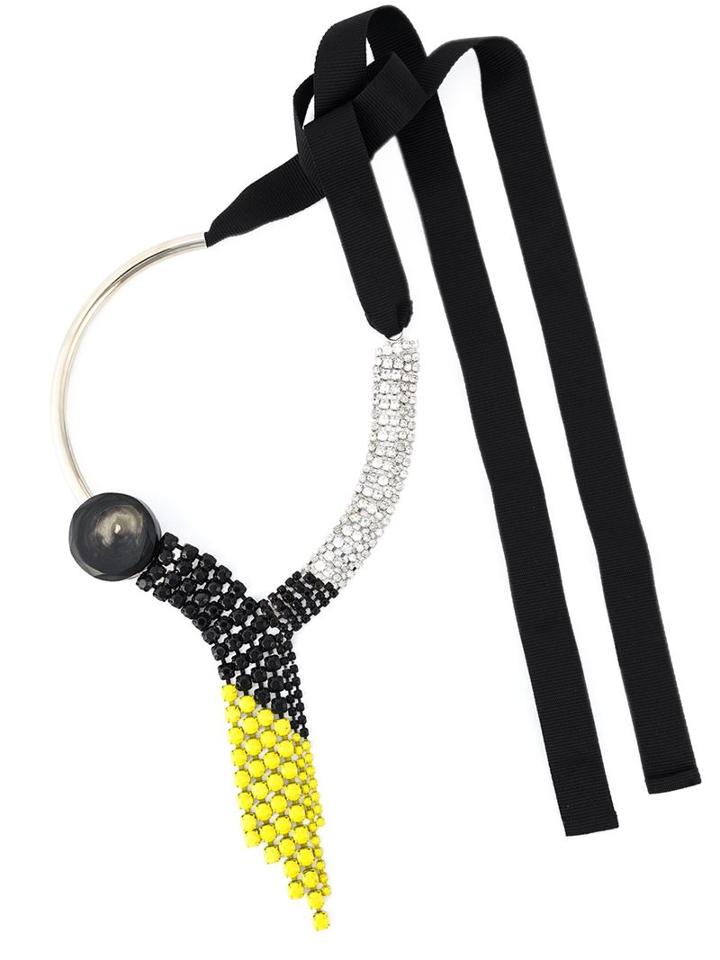 Marni Crystal Waterfall Necklace, Women's, Black, Brass/stone