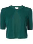 Akris Punto - Shortsleeved Cropped Cardigan - Women - Wool - 6, Green, Wool