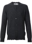 Pringle Of Scotland Distressed Button Cardigan, Men's, Size: Large, Grey, Lambs Wool