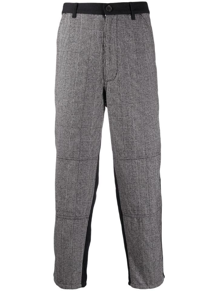 Comme Des Garçons Shirt Panelled Plaid Suit Trousers - Black